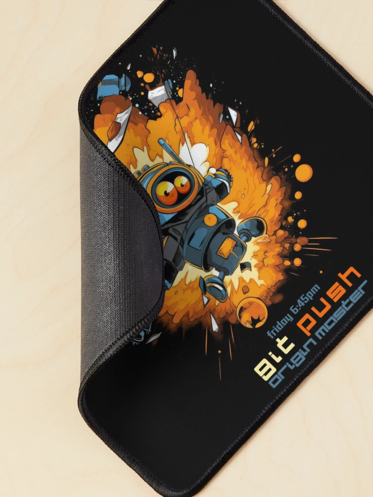 Thumbnail 2 of 5, Mouse Pad, Exploding Robot - git push origin master designed and sold by Tee-Magination.