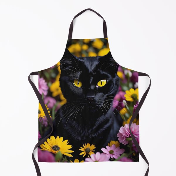 Item preview, Black Cat in Yellow Pink Flowers by Perceptual Paradox Creations designed and sold by hobbit73.