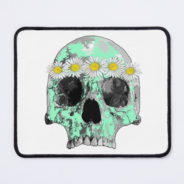 Item preview, Mint green skull with daisies  designed and sold by m-yoga-store.