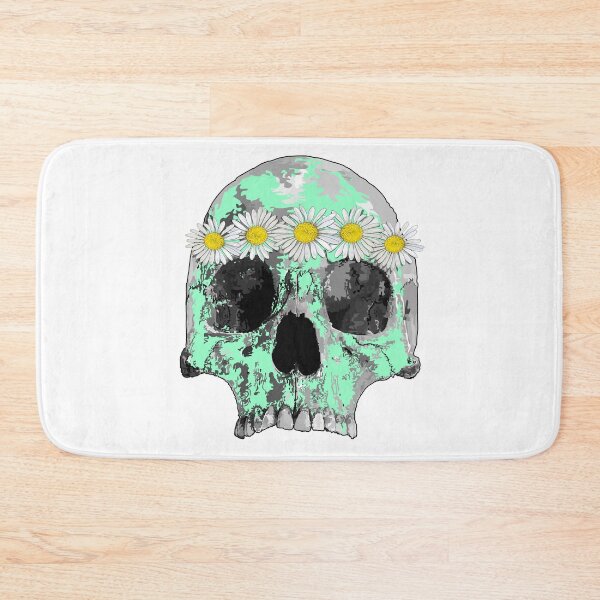 Item preview, Mint green skull with daisies  designed and sold by m-yoga-store.