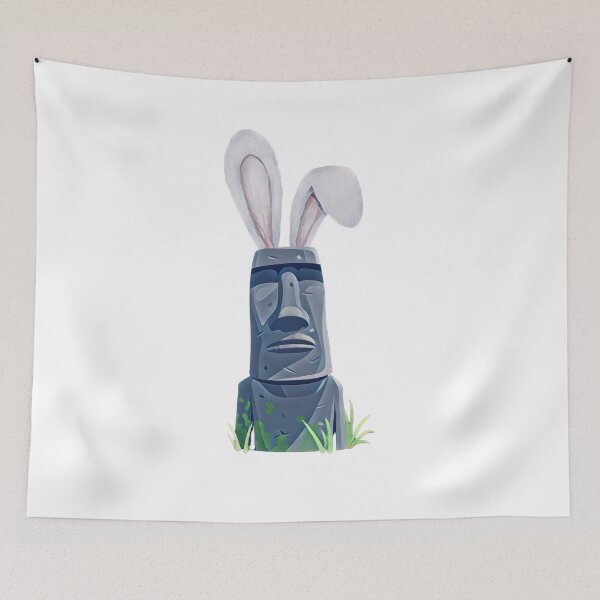 Item preview, Easter Island Moai Statue with Bunny Ears designed and sold by EdmondsLove.