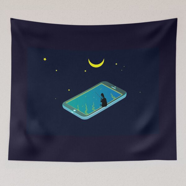 Item preview, phone and fishing illustration, designed and sold by GalynaLB.