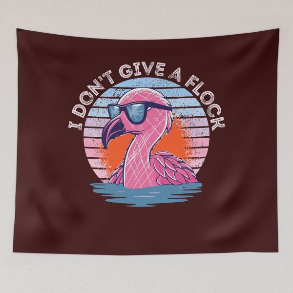Item preview, I Don't Give a Flock Flamingo Retro Sunset designed and sold by ShopFanCreation.