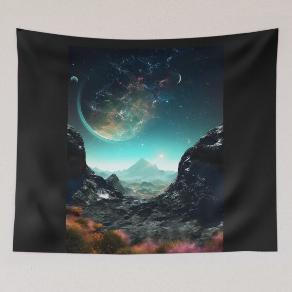 Item preview, Far Off World In Time and Space Fantasy SciFi Poster designed and sold by RarefiedAir.