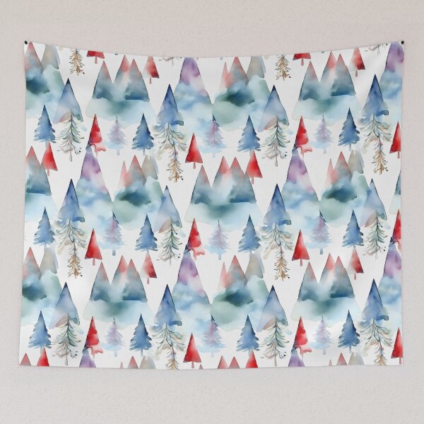 Item preview, Christmas Weihnacht Evergreen Tree Watercolor Pattern in Winter Wintry Themed Colors designed and sold by ClairesPatterns.