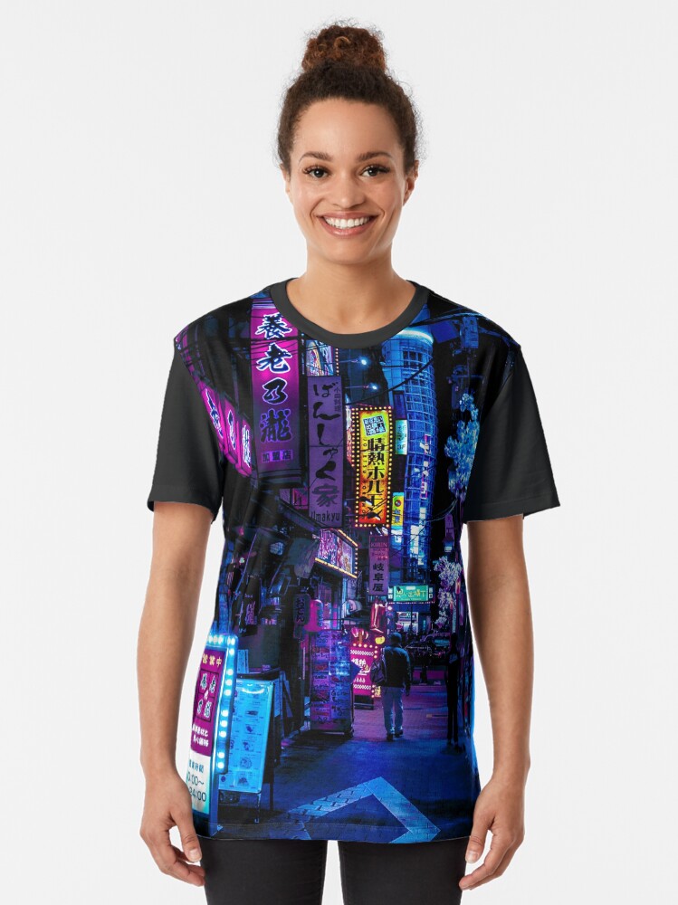 Alternate view of Blue Tokyo Alleys Graphic T-Shirt