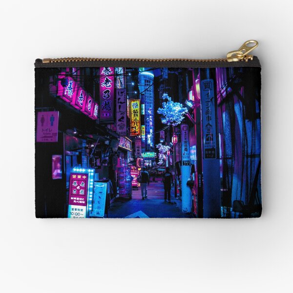 Blue Tokyo Alleys Zipper Pouch