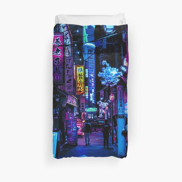 Blue Tokyo Alleys Duvet Cover