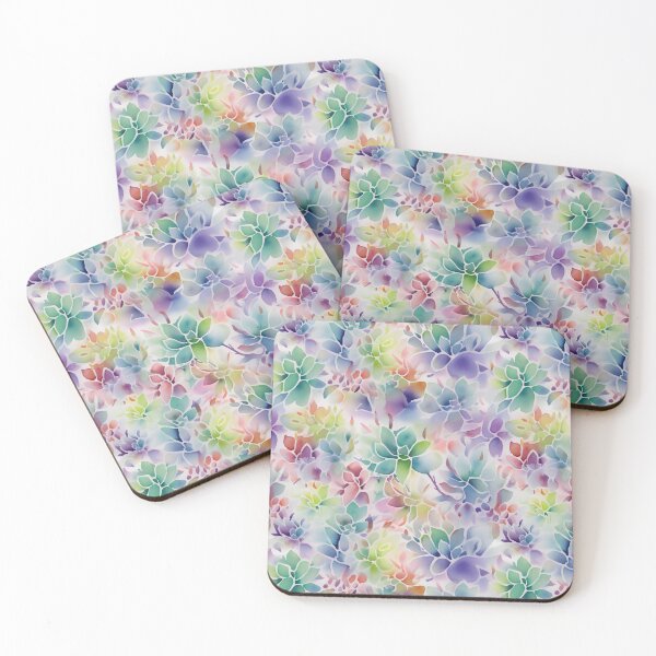 Item preview, Rainbow Toned Watercolor Succulents Cactus Inspired Pastel Pattern designed and sold by ClairesPatterns.
