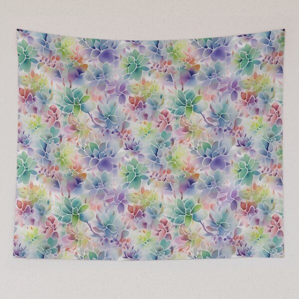 Item preview, Rainbow Toned Watercolor Succulents Cactus Inspired Pastel Pattern designed and sold by ClairesPatterns.