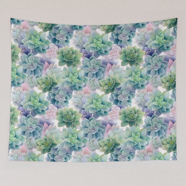 Item preview, Green Mauve and Purple Succulents Cactus  Watercolor Pattern Design designed and sold by ClairesPatterns.