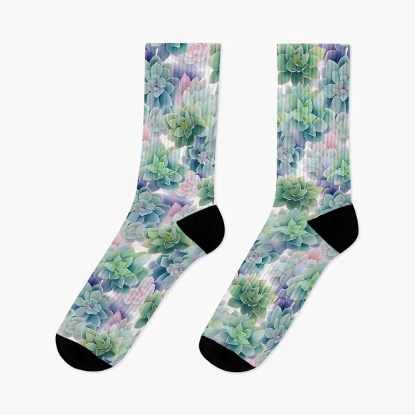 Item preview, Green Mauve and Purple Succulents Cactus  Watercolor Pattern Design designed and sold by ClairesPatterns.