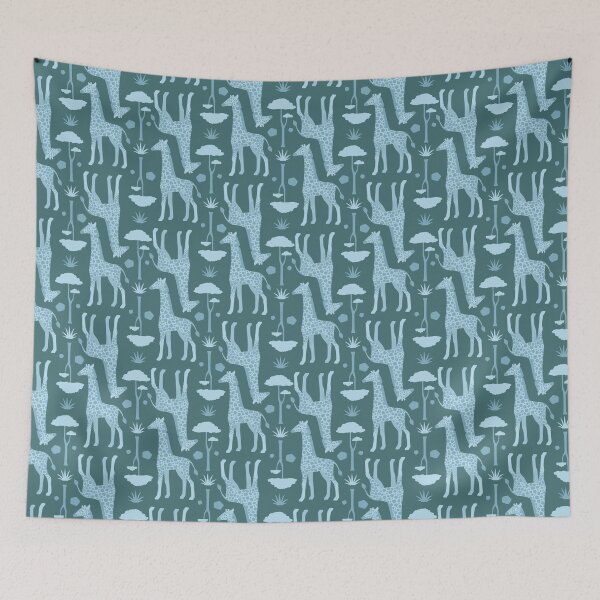 Item preview, Giraffe Pattern on the Savannah in Blue designed and sold by PaperRain.