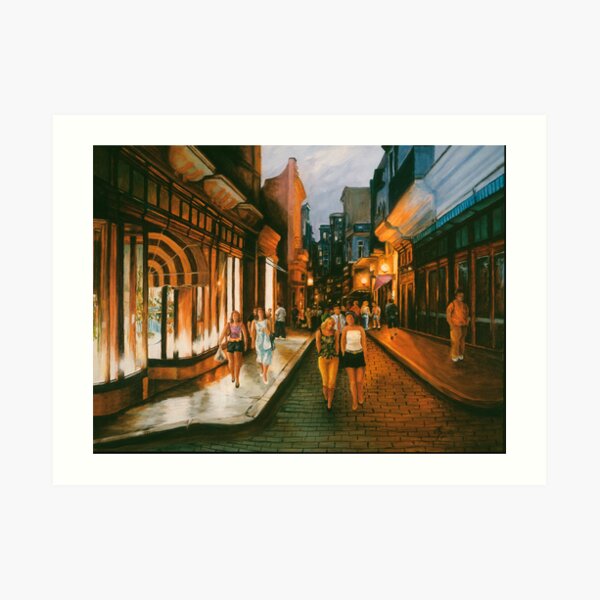 Downtown at Dusk Art Print