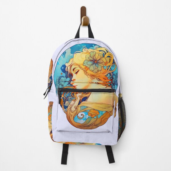 Item preview, Alphonse Mucha Inspired Art Nouveau Girl With Flower In Her Hair designed and sold by entwithanaxe.