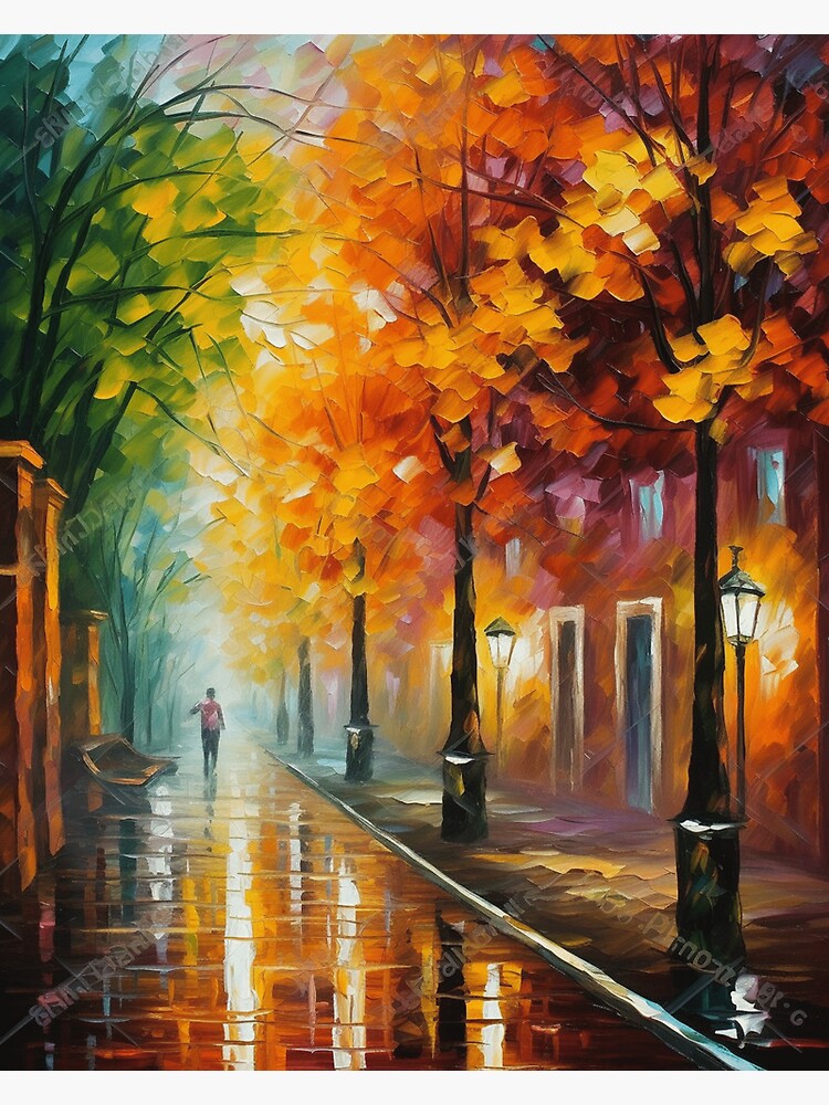 Learn to paint Pallet knife Abstract Rainy Day City Street Acrylic Painting  on Canvas 