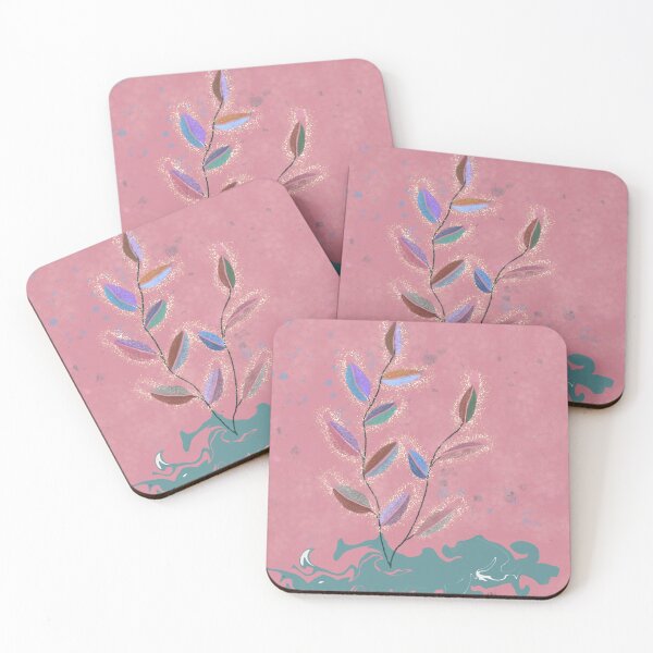 Item preview, Pink background abstract plant designed and sold by Artful Things.