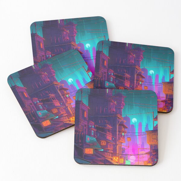 Item preview, Neon Frontier Pixel art old city designed and sold by GlintageArt.