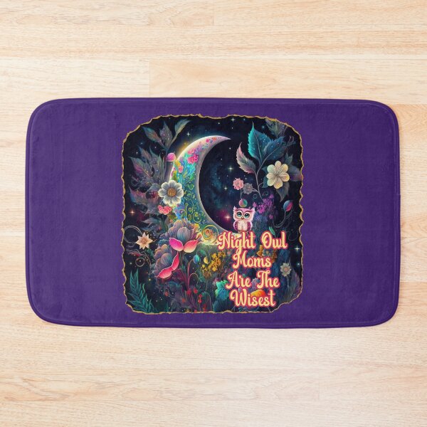 Item preview, Night Owl Moms Are The Wisest With Beautiful Quarter Moon and Flowers designed and sold by JoyOfHopeStore.