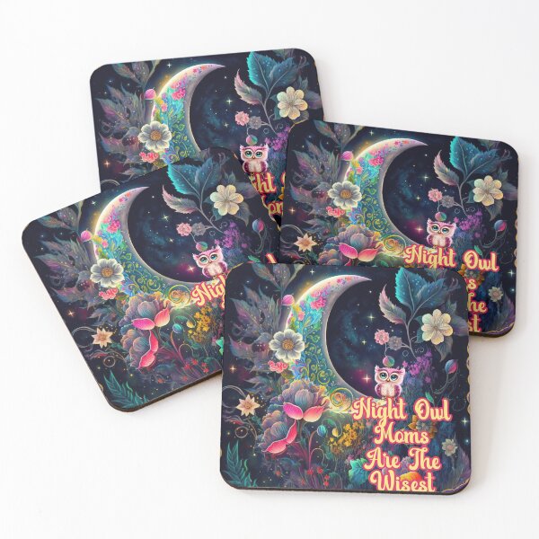 Item preview, Night Owl Moms Are The Wisest With Beautiful Quarter Moon and Flowers designed and sold by JoyOfHopeStore.