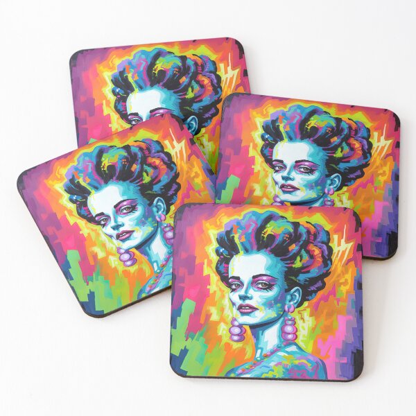 Item preview, Bride of Frankenstein, Colorful Rainbow Pop Art Style designed and sold by SpookshowDesign.