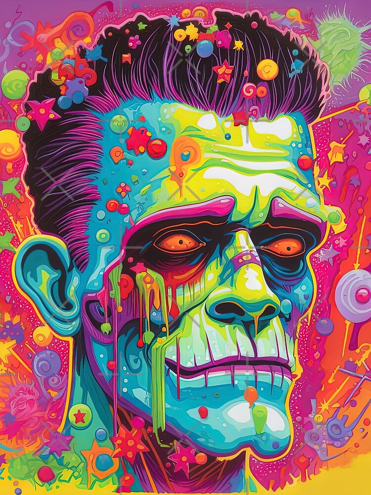 Frankenstein Monster, Colorful Rainbow Pop Art Style | Graphic T-Shirt