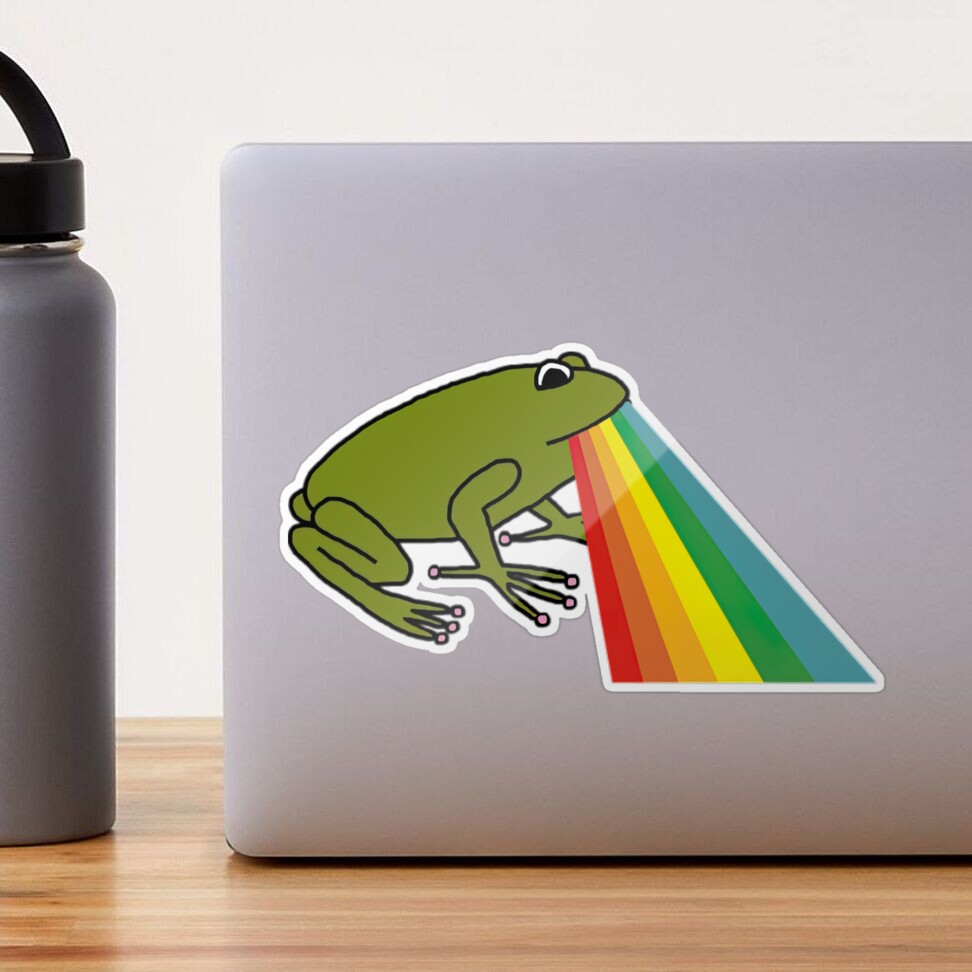 Green Frog Rainbow Water Bottle