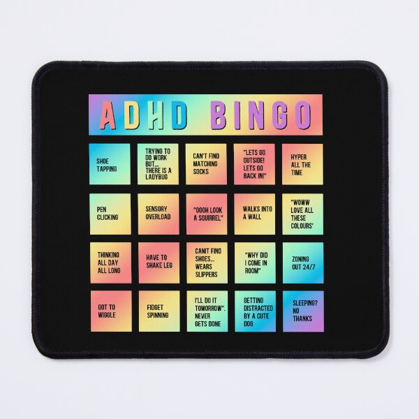 Item preview, ADHD Bingo Autism Mental Health Awareness Day designed and sold by Dolphin Graphic.