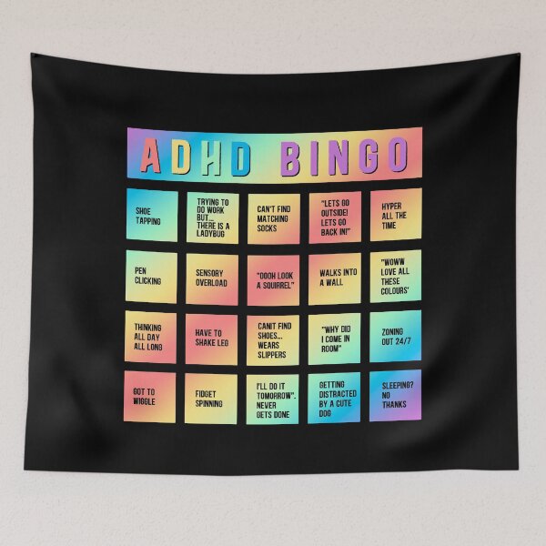 Item preview, ADHD Bingo Autism Mental Health Awareness Day designed and sold by Dolphin Graphic.