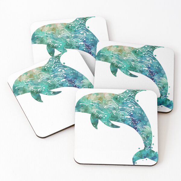 Item preview, A Blue Watercolor of A Bottlenose Dolphin - Boho Animals designed and sold by GVRDesign.
