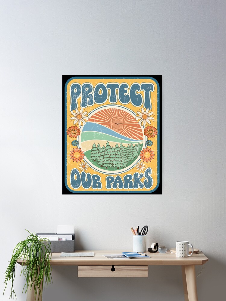 Thumbnail 1 of 3, Poster, PROTECT OUR PARKS GROOVY GIFT designed and sold by HomeCoquette.