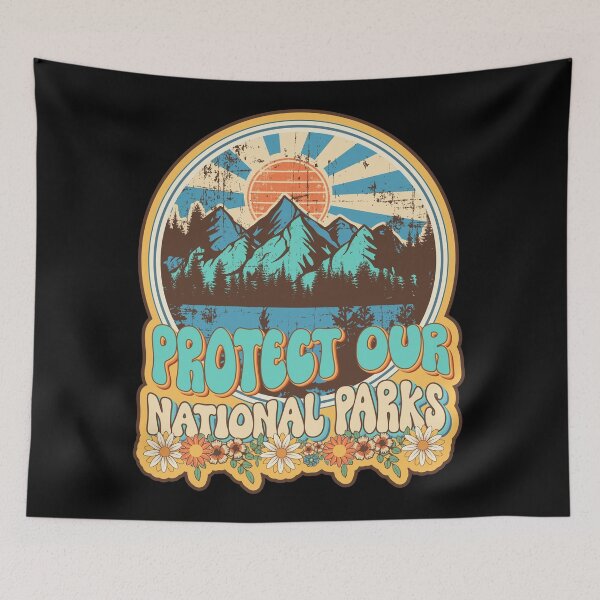 Item preview, Protect our national parks retro climate call to action groovy hippie designed and sold by HomeCoquette.