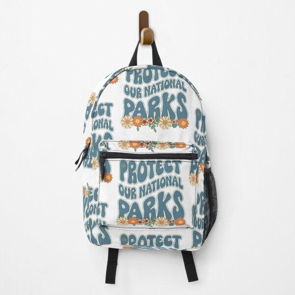 Item preview, Protect our national parks retro climate call to action groovy floral pattern 70s style designed and sold by HomeCoquette.