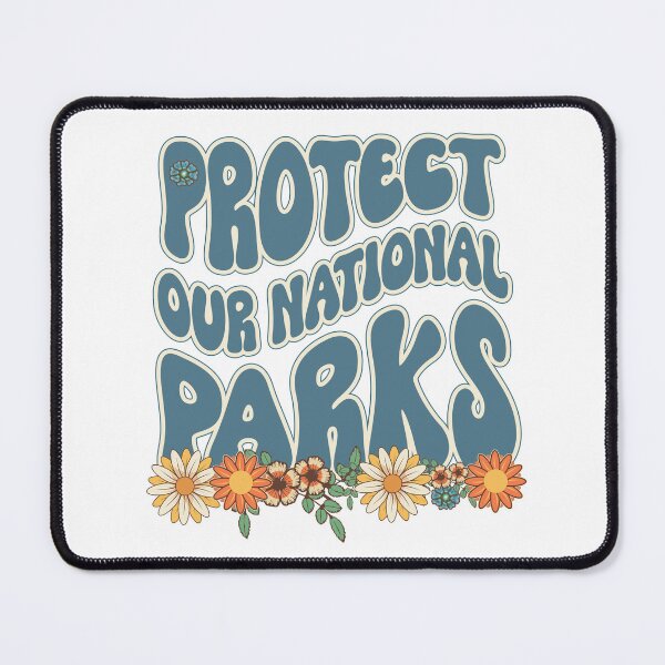 Item preview, Protect our national parks retro climate call to action groovy floral pattern 70s style designed and sold by HomeCoquette.