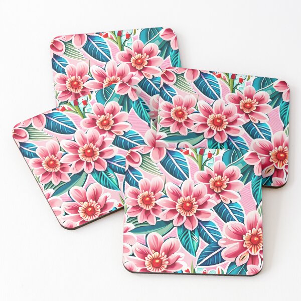 Item preview, pink flower with leaves pattern designed and sold by basitcv.