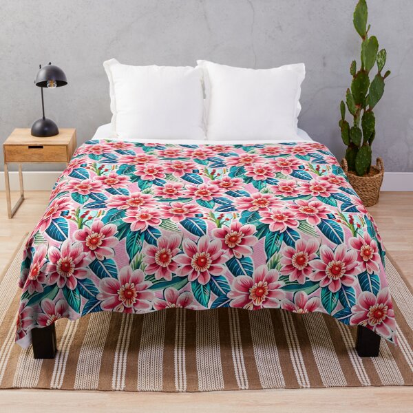 Item preview, pink flower with leaves pattern designed and sold by basitcv.