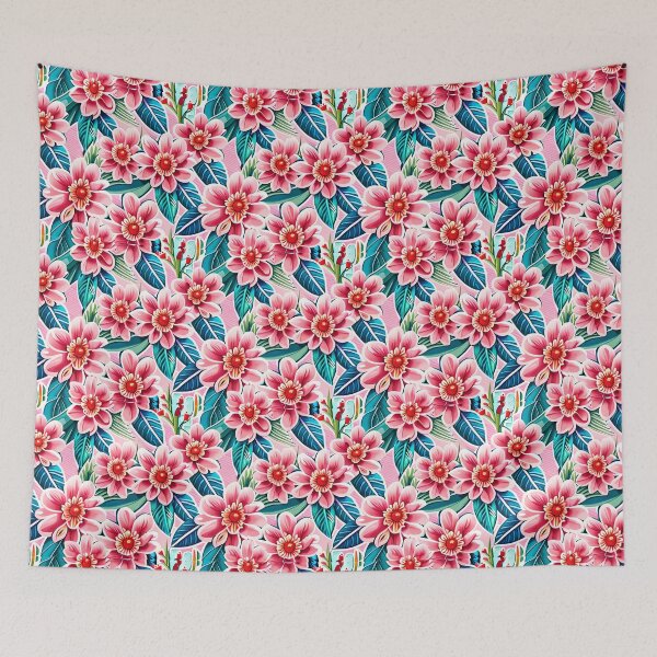 Item preview, pink flower with leaves pattern designed and sold by basitcv.