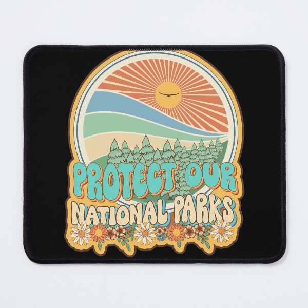 Item preview, Protect our national parks retro climate call to action groovy hippie biologist designed and sold by HomeCoquette.