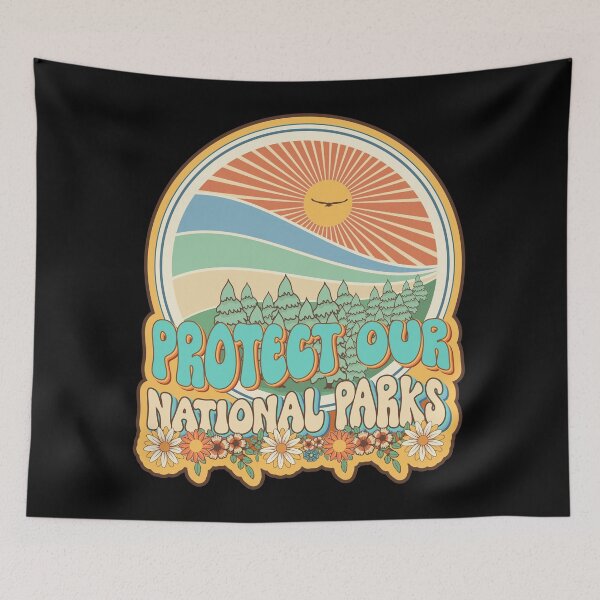 Item preview, Protect our national parks retro climate call to action groovy hippie biologist designed and sold by HomeCoquette.