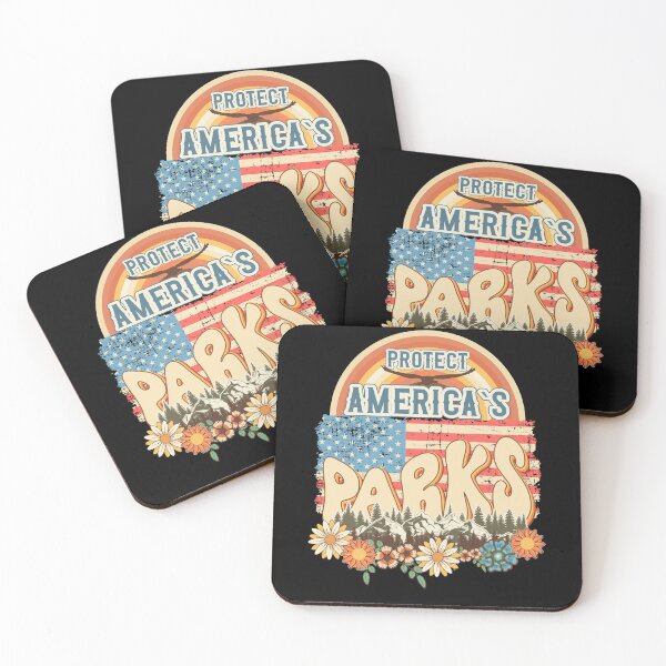 Item preview, Protect our national parks USA flag retro green enviromental groovy hippie biologist designed and sold by HomeCoquette.