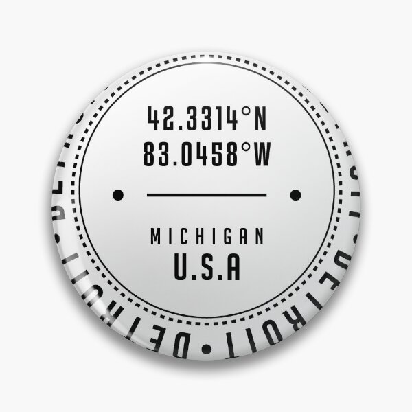 Artikelvorschau, Detroit, Michigan, USA - 1 - City Coordinates Typography Print - Classic, Minimal entworfen und verkauft von Studio Grafiikka.