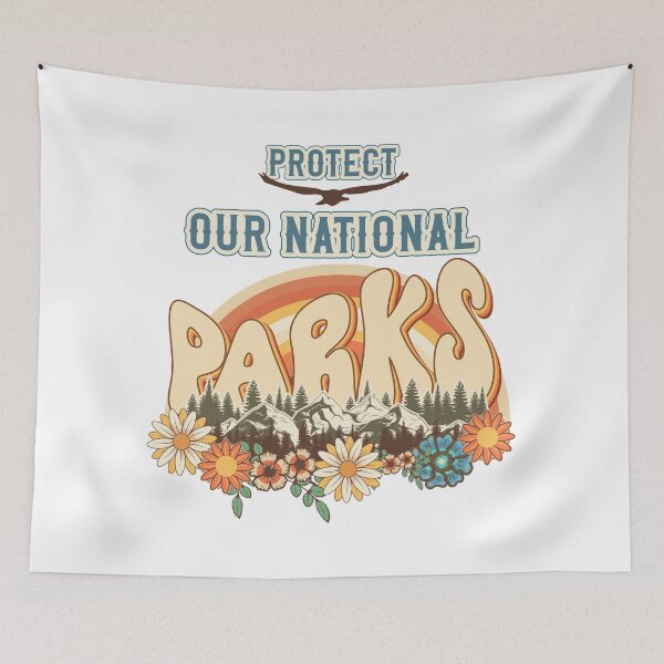 Item preview, Protect our national parks retro climate call to action groovy biologist designed and sold by HomeCoquette.