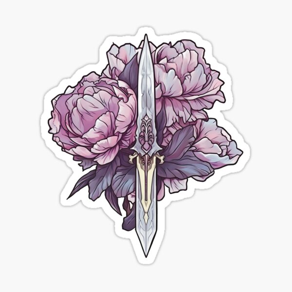 Item preview, Peonies and vintage sword designed and sold by Lialightart.