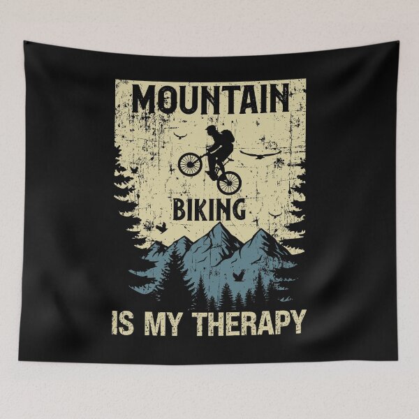 Item preview, Mountain biking is my therapy distressed look vintage  designed and sold by HomeCoquette.