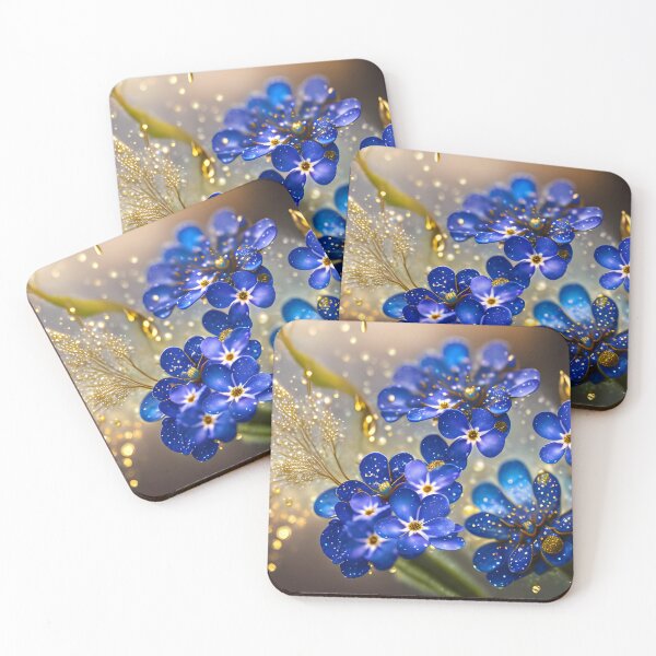 Item preview, Forget-me-not flower with gold accents designed and sold by MarionsArt.