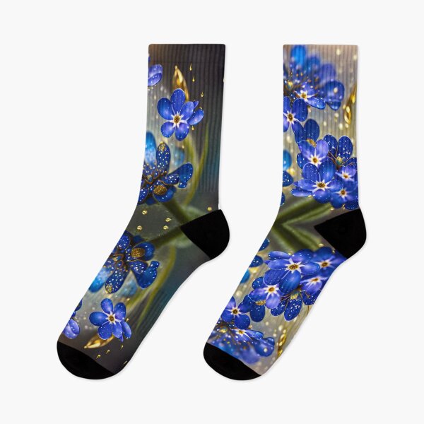 Item preview, Forget-me-not flower with gold accents designed and sold by MarionsArt.