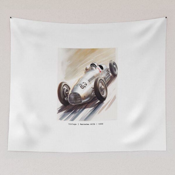 Item preview, Vintage Mercedes 1939 Mercedes W154 F1 Watercolour Painting Print designed and sold by PicTechNowArt.
