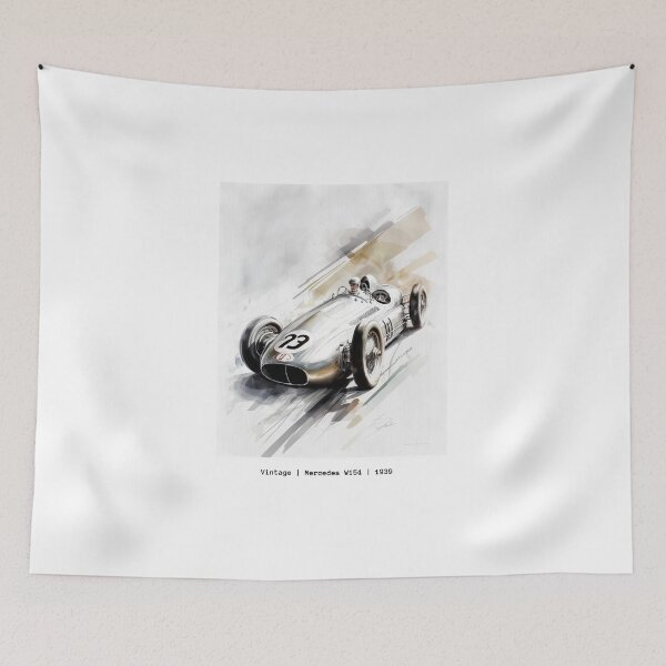 Item preview, Vintage Mercedes 1939 Mercedes W154 F1 Watercolour Painting Print designed and sold by PicTechNowArt.