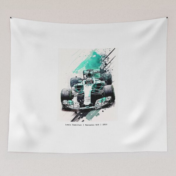 Item preview, Lewis Hamilton 2019 Mercedes W10 F1 Watercolour Painting Print designed and sold by PicTechNowArt.