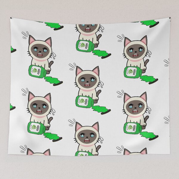 Item preview, Cute siamese cat Spilled Wasabi Sauce designed and sold by Pet Station.